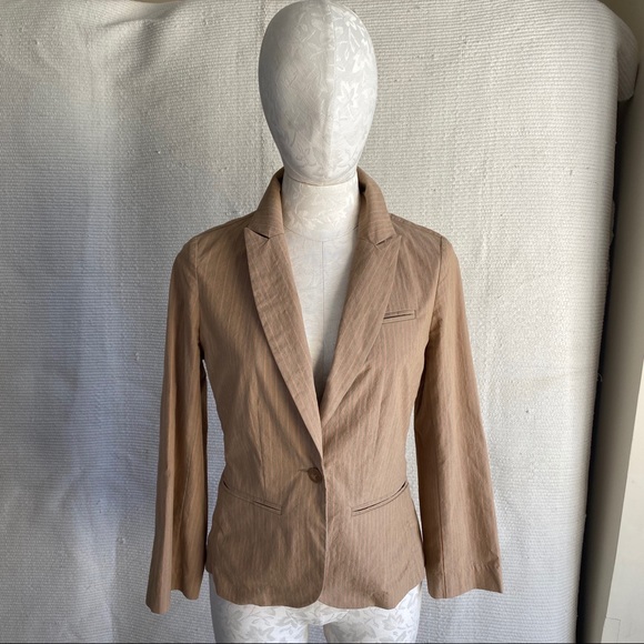 Vintage Joie Jacket M Pinstriped Blazer Tan Orange - Picture 7 of 9